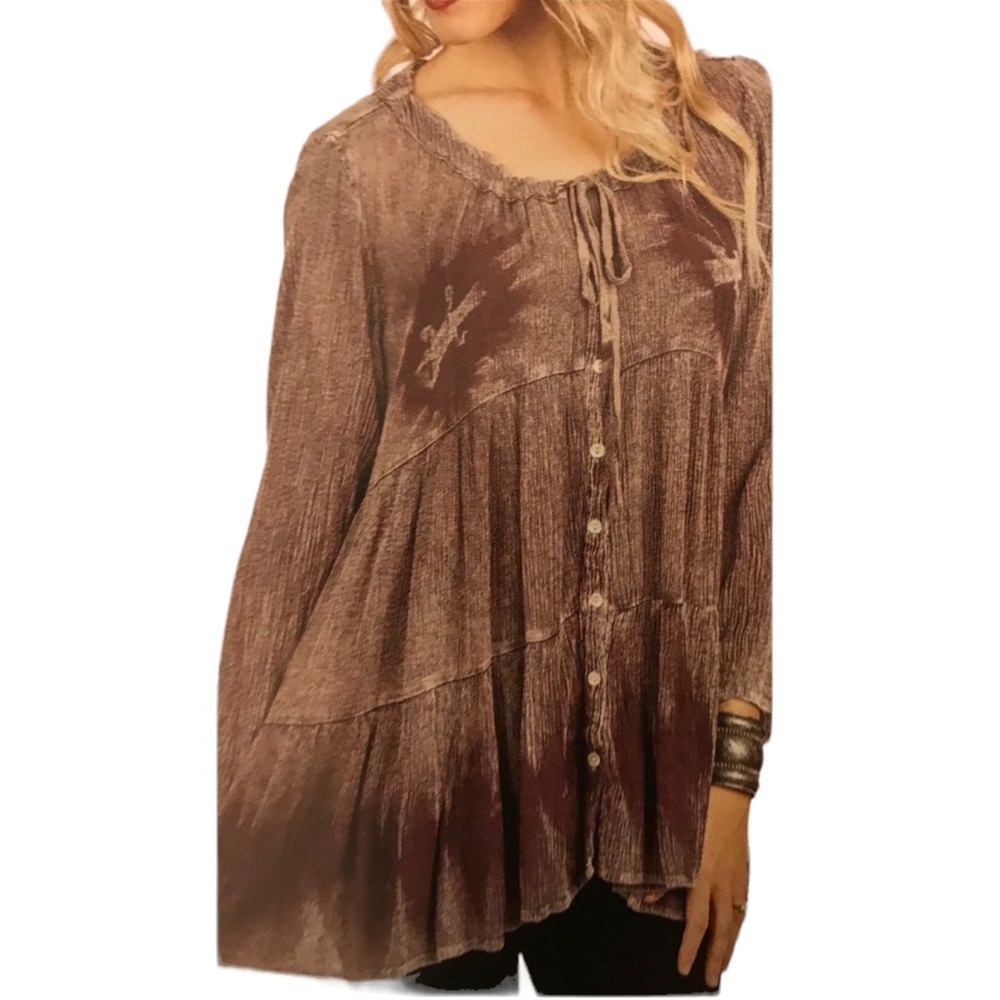 NWT.  Sacred Threads S/M Blouse.    218304.  GR/PK